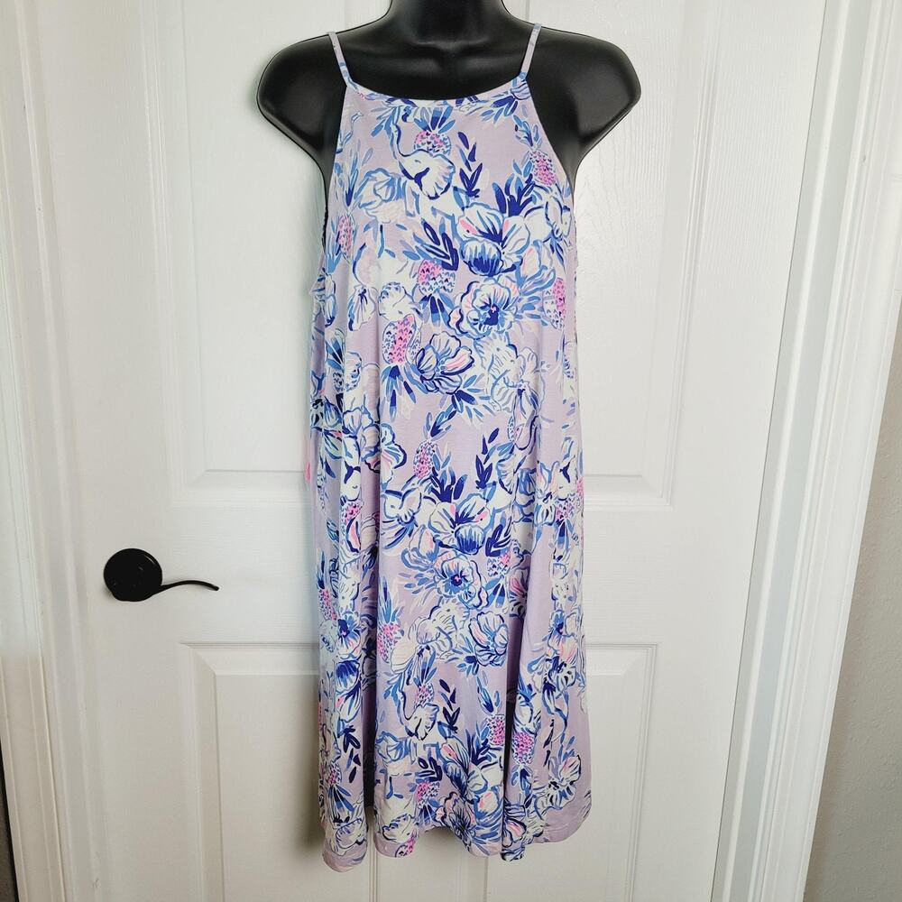 Lilly Pulitzer Dress Small Purple Margot Swing Floral Elephant Trunks In The Air